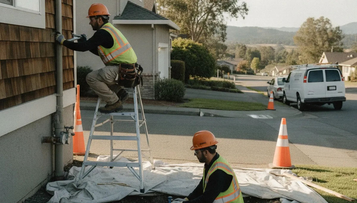 San Mateo, CA plumber repairing a residential pipe for local plumbing service