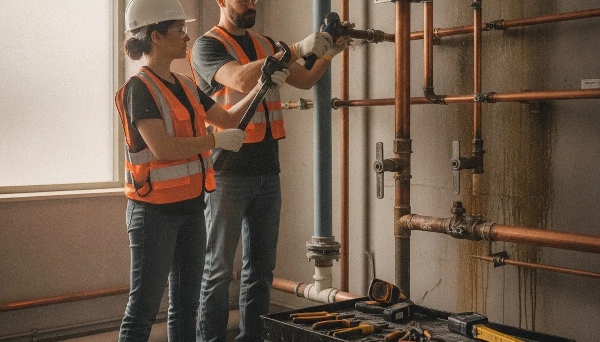 Plumber repairing a San Mateo, CA home pipe for fast, dependable plumbing service